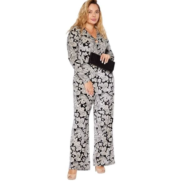 Michael Kors Paisley Print Velvet Jumpsuit Size XL - Picture 1 of 16